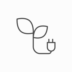 Plug Leaf, Energy Save. Flat Vector Icon illustration. Simple black symbol on white background.