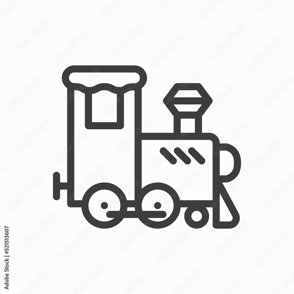 Poster train toy outline icon. linear style sign for mobile concept and web design.