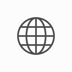 Globe symbol. Planet Earth or internet browser sign. Outline modern design element. Simple black flat vector icon