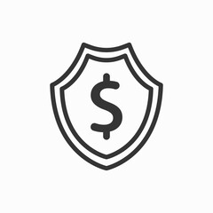 Shield and check of secure money bank transaction icon vector illustration logo template clean and simple design