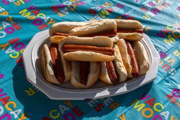 hot dogs on a plate 
