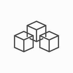 Blockchain vector icon or design element in outline style