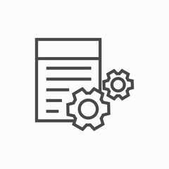 Data process in progress. Document with gears. Stock vector illustration isolated on white background
