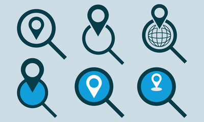 Searching location icon set on white background