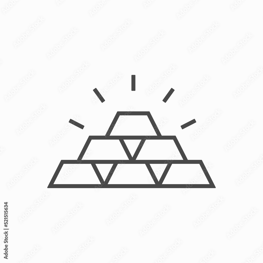 Poster gold bars pyramid line icon. linear style sign for mobile concept and web design. stack of shiny gol