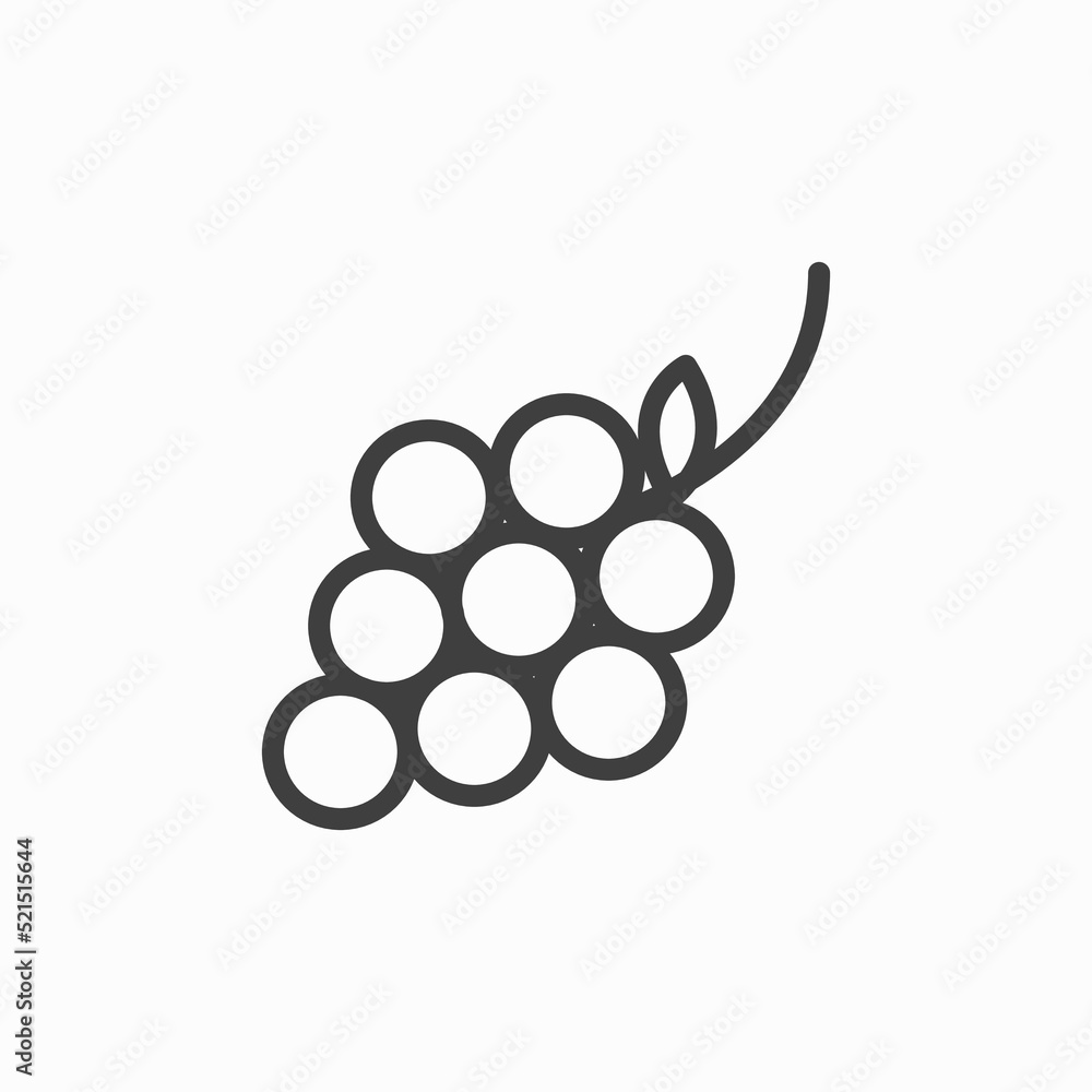 Poster grapes line icon design vector template