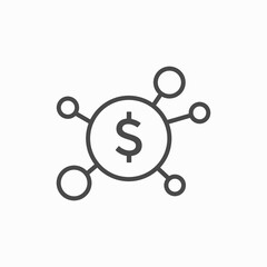 Dollar, Money, Connection, Seeding, Financial Black Line Icon