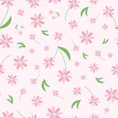 Fototapeta na wymiar seamless pattern on pink background pink flowers