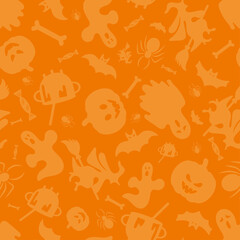 halloween seamless pattern banner on orange background
