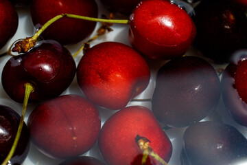 Close up of cherries underwater 