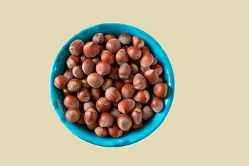 shelled hazelnuts in plate