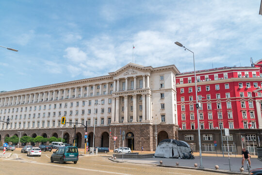 Sofia, Bulgaria - June 6, 2022: The Council of Ministers building in central Sofia.