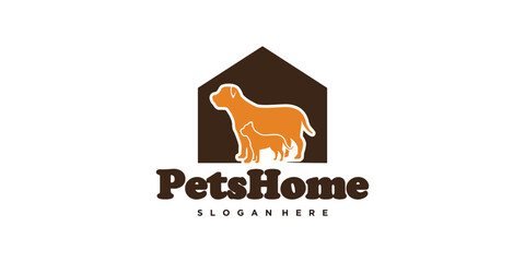 cat and dog petshop logo design template with creative concept