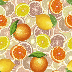 Fototapeta na wymiar Abstract background with citruses.Vector color pattern with oranges and lemons.