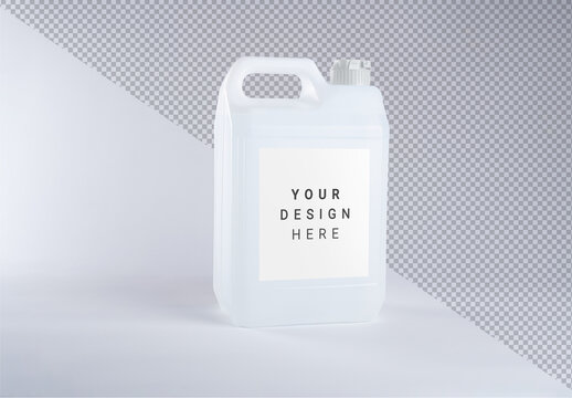 Five Liter Big Plastic Liquid Canister Gallon with Handle with Editable Label on Customizable Background