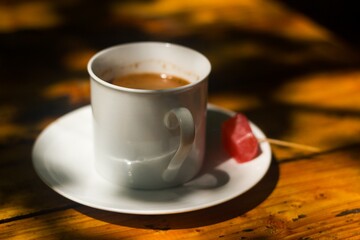 cup of coffee on the table