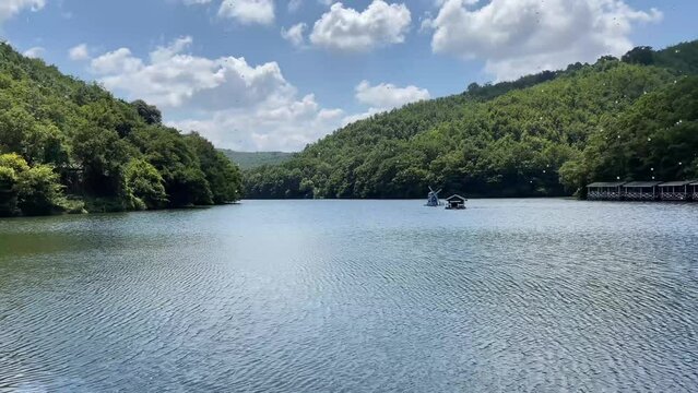 Sakligol - Hidden lake - in Sile district of Istanbul Province, Turkey. Peaceful natural lakeside view. Calming nature