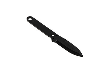 Throwing knife with black blade and handle. Silent weapons of assassins and ninjas. Isolate on a white back.