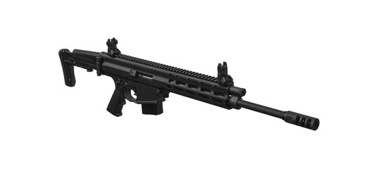 Modern automatic rifle isolated on white. Weapons for police, special forces and the army....