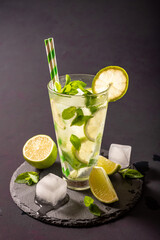 mojito cocktail with lime and mint