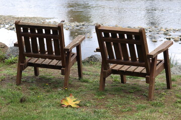 Fototapeta premium Chairs at the River Side