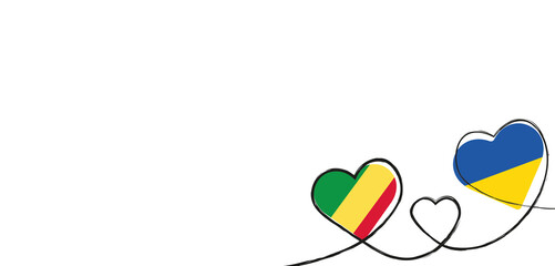 Drei Herzen mit der Fahne von der Ukraine und der Republik Kongo