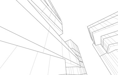 Architecture building 3d drawing