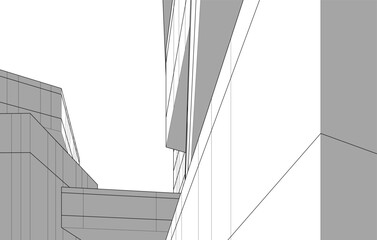 Architecture building 3d drawing