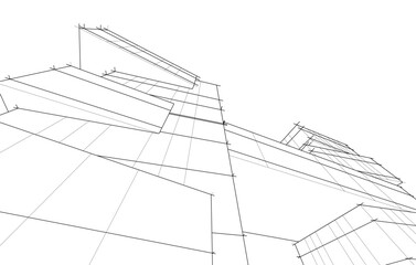 Architecture building 3d drawing