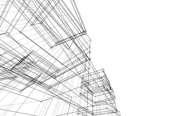 Architecture building 3d drawing