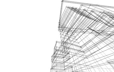 Architecture building 3d drawing