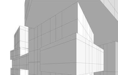 Architecture building 3d drawing