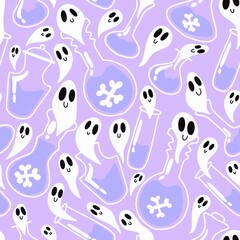 Halloween poison witch potion seamless ghost cartoon pattern for wrapping and kids and accessories and fabrics