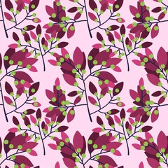 Summary berries and leaves seamless floral pattern for wrapping and clothes print and kids fabrics and kitchen