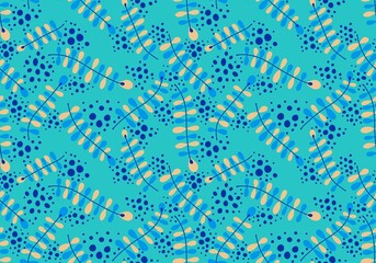 Abstract floral branches seamless cartoon doodle leaves pattern for clothes print and wrapping and kids and fabrics