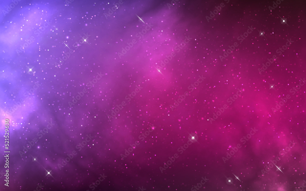 Wall mural color cosmos texture. magic purple wallpaper with stars. bright universe and shining nebula. pink st