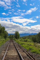 Fototapeta na wymiar Railway and Blue Sky Portrait