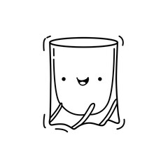 kawaii drink glass, cute drink cup character, doodle vector