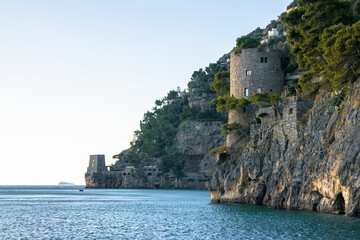 Fototapeta na wymiar towes on the cliff. Amalfi coast , Italy.