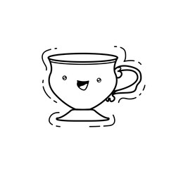 kawaii drink cup cute caracter cup drink, doodle vector