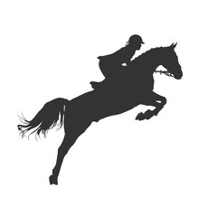 vector illustration, rider controls running horse, competitions show jumping