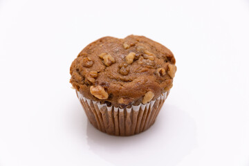 Banana Nut Muffin On White Background