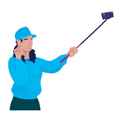 woman with selfie stick