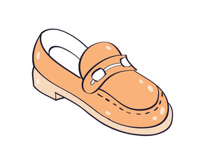 Brown classic elegant loafer shoe isolated vector illustration