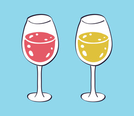 Red and white wine glass isolated vector illustration