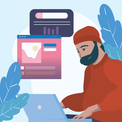 man on research card