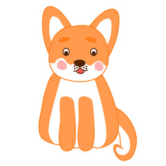 Fototapeta premium Kawaii style Corgi, shiba inu dog, sitting, doodle vector