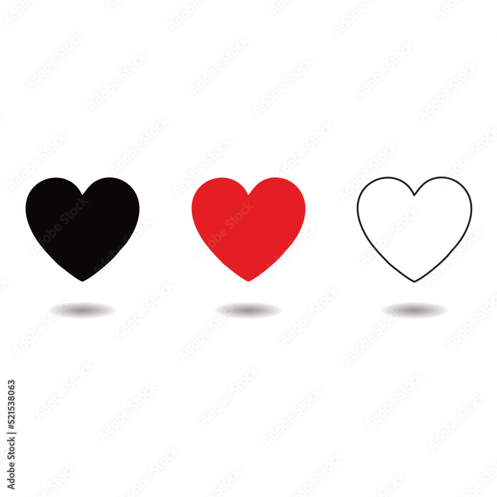 Poster heart icon isolated on a white background. heart symbol in three color variants. vector illustration