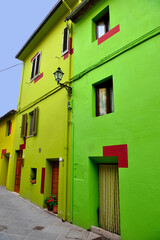 the village with the colorful houses Ghizzano tuscany Italy
