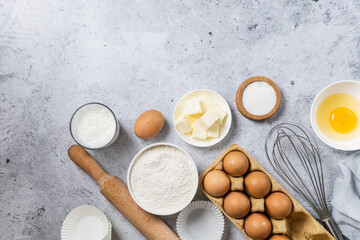 Bakery background. Bake ingredient for recipe Easter cake or dessert, pie.